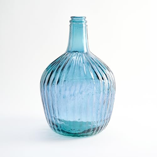 THE GLASS COMPANY Glaskaraffe Damajuana Handwerk 4L gestreiftes Design - Mediterraner Stil Glasflasche oder Karaffe für Heimdekoration wie Vase oder Vase (Türkei) von THE GLASS COMPANY