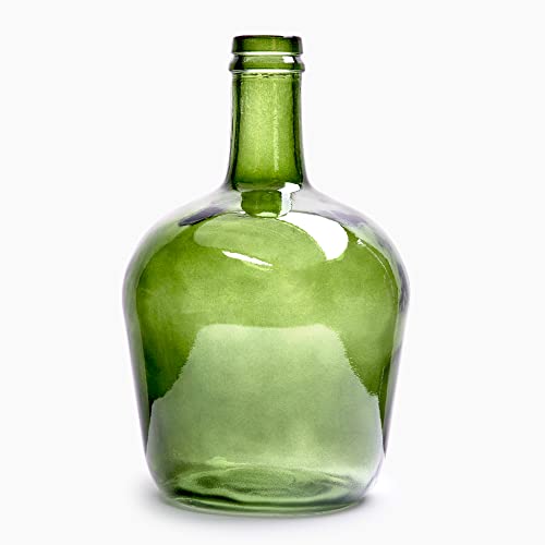 Handgefertigte Damajuana Glaskaraffe 4L Plain - Glasflasche oder Karaffe im mediterranen Stil für die Heimdekoration (Olivgrün) von THE GLASS COMPANY