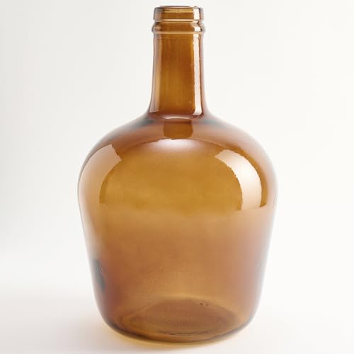 Handgefertigte Damajuana Glaskaraffe 4L Plain - Glasflasche oder Karaffe im mediterranen Stil für die Heimdekoration (Bernsteinfarbe) von THE GLASS COMPANY