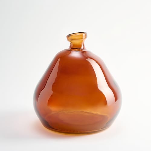 Unregelmäßige Glatte Design Recyceltes Glas Vase - Mittelmeer-Stil Handwerk Glas Vase Home Decor (Bernstein) von THE GLASS COMPANY