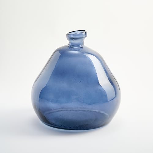 Unregelmäßige Glatte Design Recyceltes Glas Vase - Mittelmeer-Stil Handwerk Glas Vase Home Decor (Marineblau) von THE GLASS COMPANY
