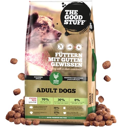 The GOODSTUFF Huhn (Adult) 12,5 kg | Hochwertiges Hundetrockenfutter getreidefrei | Mit frischem Hühnerfleisch | Hundefutter trocken für ausgewachsene Hunde | Super-Premium Trockenfutter für Hunde von THE GOODSTUFF Petfood