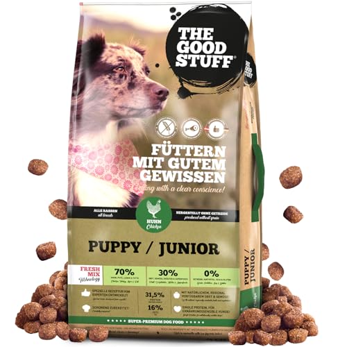 The GOODSTUFF Huhn (Puppy/Junior) 12,5 kg | Getreidefreies Hunde Trockenfutter Junior | Mit frischem Hühnerfleisch | Hundetrockenfutter für Welpen & Junghunde | Super-Premium Welpen Trockenfutter von THE GOODSTUFF Petfood