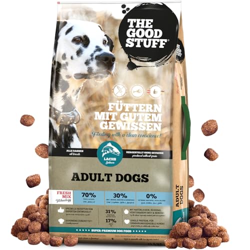 The GOODSTUFF Lachs (Adult) 12,5 kg | Hochwertiges Hundetrockenfutter getreidefrei | Mit frischem Lachs | Hundefutter trocken für ausgewachsene Hunde | Super-Premium Trockenfutter für Hunde von THE GOODSTUFF Petfood