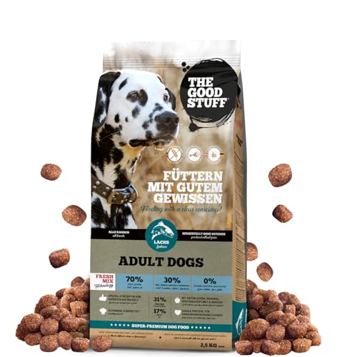 The GOODSTUFF Lachs (Adult) 2,5 kg | Hochwertiges Hundetrockenfutter getreidefrei | Mit frischem Lachs | Hundefutter trocken für ausgewachsene Hunde | Super-Premium Trockenfutter für Hunde von THE GOODSTUFF Petfood