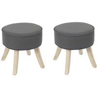 The Home Deco Factory - 2er-Set runder Hocker 36x35,5 cm in Anthrazitgrau und Naturstoff von THE HOME DECO FACTORY