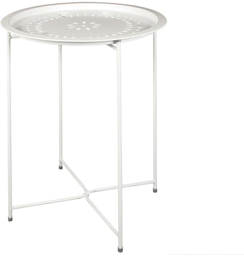 HOME DECO FACTORY Beistelltisch aus Metall, 60cm x 46cm x 46cm, Weiß von HOME DECO FACTORY