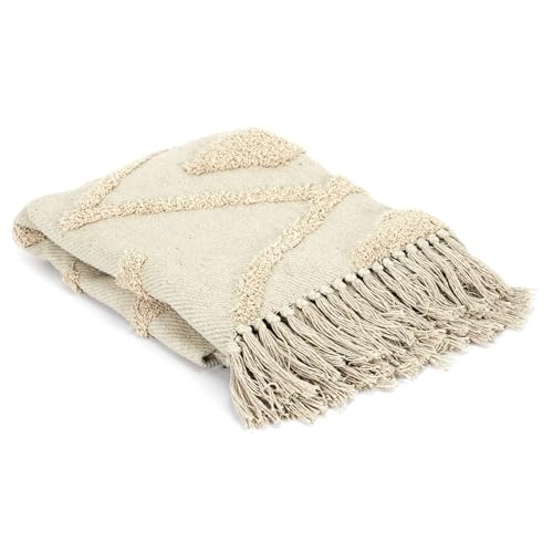 HOME DECO FACTORY - TX9134 – Decke Ethno-Relief Raute Ecru 120 x 150 cm von HOME DECO FACTORY