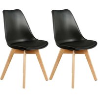 The Home Deco Factory - Skandinavischer Stuhl mit gepolsterter Sitzfläche (2er-Set) von THE HOME DECO FACTORY