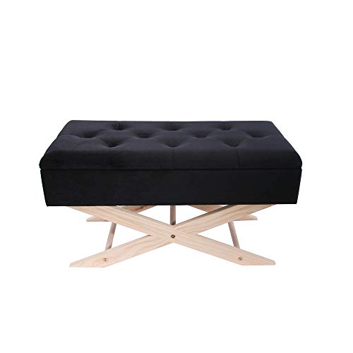 THE HOME DECO FACTORY CMHD3686 BANCO-PUF Negro, Holz, Schwarz, One Size von THE HOME DECO FACTORY