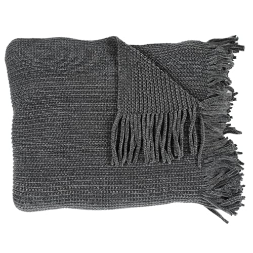 HOME DECO FACTORY The Chenille Decke aus Polyester mit Fransen, 120 x 150 cm von HOME DECO FACTORY