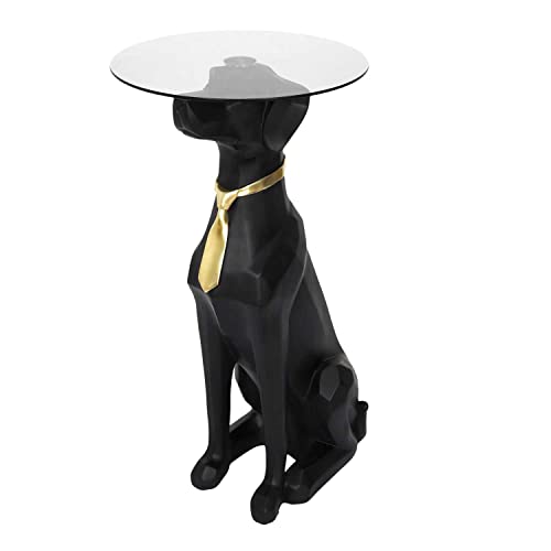 THE HOME DECO FACTORY, 66 cm, Polyresin, Schwarz Couchtisch, sitzender Hund, Glas von THE HOME DECO FACTORY