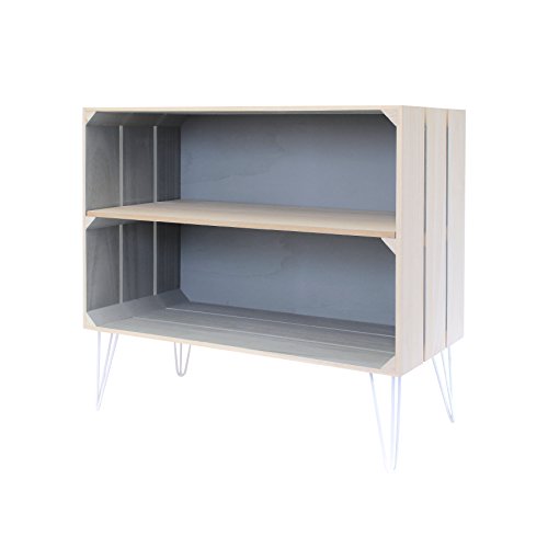 THE HOME DECO FACTORY hd3913 Waschtisch Kiste Regal Metall/Kiefer grau 62 x 31 x 56 cm von THE HOME DECO FACTORY