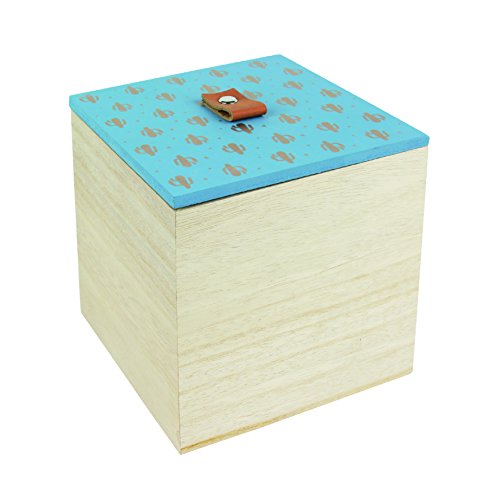 THE HOME DECO FACTORY hd4602 Boxen carrées-2 PCS, Holz, bleu-Rose, 13 x 13 x 13,2 cm von THE HOME DECO FACTORY