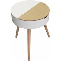 The Home Deco Factory - Runder Beistelltisch mit integrierter Truhe Weiß von THE HOME DECO FACTORY