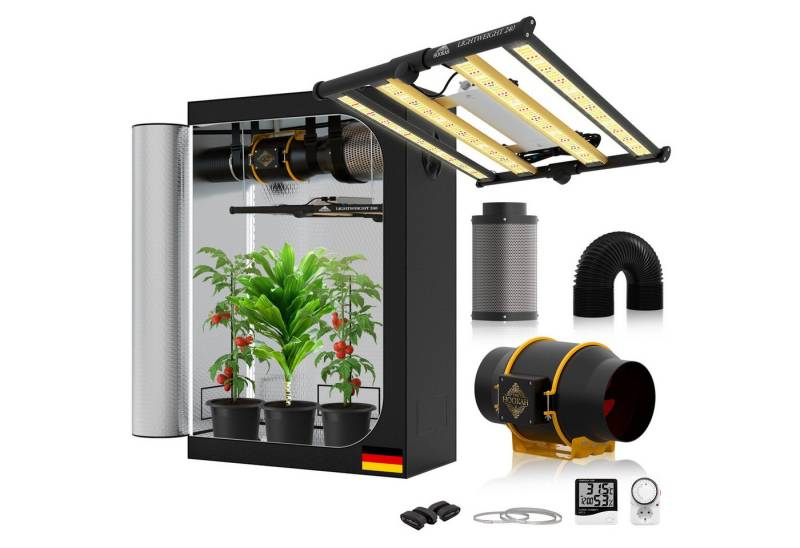 THE HOOKAH Gewächshaus Growbox Growzelt 120x60x180 Komplettset 240W LED KIT GROW komplett SET von THE HOOKAH