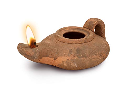 Herodian - Classic with Handle - Replica Ancient Clay Oil LAMP in Gift Bag & Certificate of Authenticity Hanukkah-Judaica/Christian Gift von THE JERUSALEM GIFT SHOP SINCE