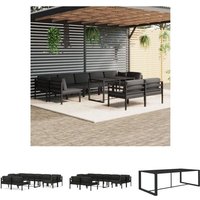 10-tlg. Garten-Lounge-Set mit Kissen Aluminium Anthrazit - Gartenmöbel-Sets - Anthrazit - The Living Store von THE LIVING STORE