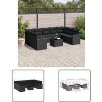 10-tlg. Garten-Sofagarnitur mit Kissen Schwarz Poly Rattan - Gartenmöbel - Outdoor Möbel - Rattan Gartenset - PE-Rattan - Esstisch Set - The Living 10-tlg. Garten-Sofagarnitur mit Kissen Schwarz Poly Rattan - Gartenmöbel - Outdoor Möbel - Rattan Gartenset - PE-Rattan - Esstisch Set - The Living von THE LIVING STORE