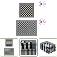 10-tlg. Handtuch-Set Schwarz und Weiß Baumwolle - Küchenhandtücher - Gastgewerbehandtücher - Baumwollhandtücher - Tischsets - Haushaltwaren - The von THE LIVING STORE