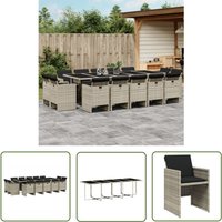 15-tlg. Garten-Essgruppe mit Kissen Hellgrau Poly Rattan - Gartentisch - Gartenmöbelset - Outdoor Möbel - Esstisch - Gartenlounge - The Living Store 15-tlg. Garten-Essgruppe mit Kissen Hellgrau Poly Rattan - Gartentisch - Gartenmöbelset - Outdoor Möbel - Esstisch - Gartenlounge - The Living Store von THE LIVING STORE
