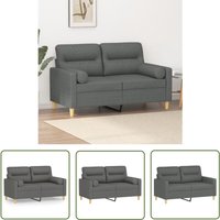2-Sitzer-Sofa mit Zierkissen Dunkelgrau 120 cm Stoff - 2-Sitzer-Sofa - Wohnlandschaft - Grau Sofa - Gemütliches Sofa - Couchtisch - The Living Store von THE LIVING STORE