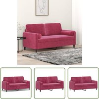 2-Sitzer-Sofa mit Zierkissen Weinrot 140 cm Samt - Samtsofa - Wohnzimmersofa - 2er Sofa - Weinrot Sofa - Gemütliches Sofa - The Living Store 2-Sitzer-Sofa mit Zierkissen Weinrot 140 cm Samt - Samtsofa - Wohnzimmersofa - 2er Sofa - Weinrot Sofa - Gemütliches Sofa - The Living Store von THE LIVING STORE