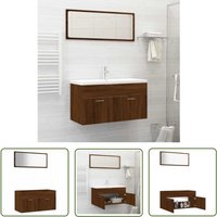 The Living Store - 2-tlg. Badmöbel-Set Braun Eichen-Optik Holzwerkstoff - Badmöbel Set - Holzschrank - Wascht Tisch - Spiegelschrank - Badezimmer von THE LIVING STORE