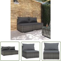 2-tlg. Garten-Lounge-Set mit Kissen Poly Rattan Grau - Gartengeräte - Lounge Set - Gartenmöbel - Outdoor Möbel - Rattan Gartenmöbel - The Living Store von THE LIVING STORE