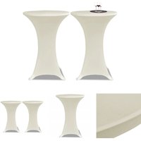 2 x Tischhusse für Stehtisch Stretchhusse Ø70 cm cremefarben - Hussen - Creme von THE LIVING STORE