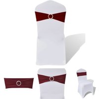 25x Stuhlschleifen Stretch Schleifenbänder + Diamant Schnalle Bordeaux - Hussen von THE LIVING STORE