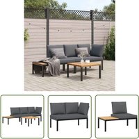 3-tlg. Garten-Sofagarnitur mit Kissen Schwarz Aluminium - Gartensortiment - Gartenmöbeln - Outdoor Möbel - Lounge Set - Esszimmergarnitur - The von THE LIVING STORE
