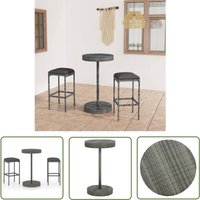 3-tlg. Gartenbar-Set mit Kissen Poly Rattan Grau - Gartenbar Set - Outdoor Möbel - Rattan Gartenmöbel - Balkonmöbel - Esszimmergarnitur - The Living von THE LIVING STORE