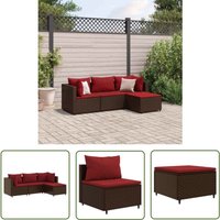 The Living Store - 4-tlg. Garten-Lounge-Set mit Kissen Braun Poly Rattan - Garten Lounge Set - PE-Rattan Möbel - Outdoor Möbel - Gartenmöbel von THE LIVING STORE