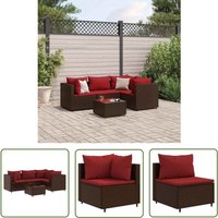 The Living Store - 5-tlg. Garten-Lounge-Set mit Kissen Braun Poly Rattan - Gartenmöbel Set - Lounge Möbel - Rattan Gartenmöbel - Outdoor Möbel von THE LIVING STORE