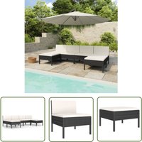 The Living Store - 6-tlg. Garten-Lounge-Set mit Auflagen Poly Rattan Schwarz - Gartensofa - Loungesessel - Gartenmöbeln - Outdoor Furniture von THE LIVING STORE