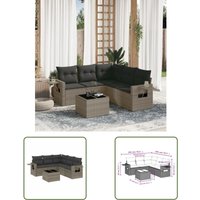 6-tlg. Garten-Sofagarnitur mit Kissen Grau Poly Rattan - Gartenmöbel - Sofasatz - Outdoor Möbel - PE-Rattan - Wetterfest - The Living Store 6-tlg. Garten-Sofagarnitur mit Kissen Grau Poly Rattan - Gartenmöbel - Sofasatz - Outdoor Möbel - PE-Rattan - Wetterfest - The Living Store von THE LIVING STORE