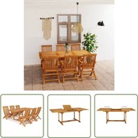 7-tlg. Garten-Essgruppe Massivholz Teak - Holz Gartenmöbel - Teakholzmöbel - Gartentisch - Gartenstuhl - Essgruppe - The Living Store von THE LIVING STORE