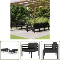 7-tlg. Garten-Lounge-Set mit Kissen Aluminium Anthrazit - Garten Lounge Set - Alu Loungesessel - Gartenmöbel Alu - Außenbereich Möbel - Balkonmöbel von THE LIVING STORE