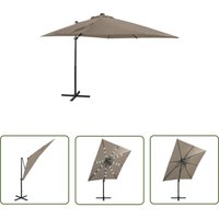 Ampelschirm mit LED-Beleuchtung 250 cm Taupe - Sonnenschirm - Gartenmöbel - Terrasse - Außenbeleuchtung - LED-Schirm - The Living Store von THE LIVING STORE