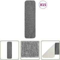Antirutsch Stufenmatten 15 Stk. 75x20 cm Grau Rechteckig - Treppenmatte - Stufenmatte - Anti-Rutschmatte - Laufmatte - Treppenläufer - The Living von THE LIVING STORE