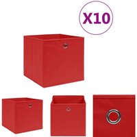 The Living Store - Aufbewahrungsboxen 10 Stk. Vliesstoff 28x28x28 cm Rot - Ordnungshelfer - Rot von THE LIVING STORE