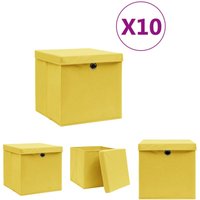 The Living Store - Aufbewahrungsboxen mit Deckeln 10 Stk. 28x28x28 cm Gelb - Ordnungshelfer - Gelb von THE LIVING STORE