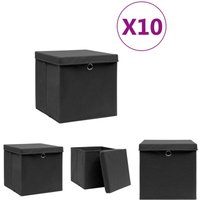 The Living Store - Aufbewahrungsboxen mit Deckeln 10 Stk. 28x28x28 cm Schwarz - Ordnungshelfer - Schwarz The Living Store - Aufbewahrungsboxen mit Deckeln 10 Stk. 28x28x28 cm Schwarz - Ordnungshelfer - Schwarz von THE LIVING STORE