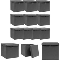 The Living Store - Aufbewahrungsboxen mit Deckeln 10 Stk. Grau 32x32x32 cm Stoff - Ordnungshelfer - Grau The Living Store - Aufbewahrungsboxen mit Deckeln 10 Stk. Grau 32x32x32 cm Stoff - Ordnungshelfer - Grau von THE LIVING STORE