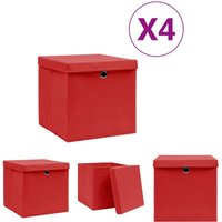 The Living Store - Aufbewahrungsboxen mit Deckeln 4 Stk. 28x28x28 cm Rot - Ordnungshelfer - Rot The Living Store - Aufbewahrungsboxen mit Deckeln 4 Stk. 28x28x28 cm Rot - Ordnungshelfer - Rot von THE LIVING STORE