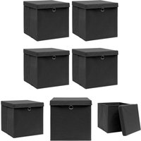 The Living Store - Aufbewahrungsboxen mit Deckeln 4 Stk. Schwarz 32x32x32 cm Stoff - Ordnungshelfer - Schwarz von THE LIVING STORE
