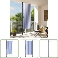 The Living Store - Außenrollo Blau und Weiß 120x270 cm Stoff und Stahl - Außenrollo - Markise - Sonnenschutz - Sichtschutz - Gartenrollo von THE LIVING STORE