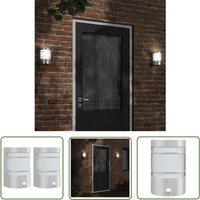 Außenwandleuchten mit Bewegungsmelder 2 Stk. Silbern Edelstahl - Outdoor-Beleuchtung - Gartenbeleuchtung - Wandleuchte - LED-Leuchte von THE LIVING STORE