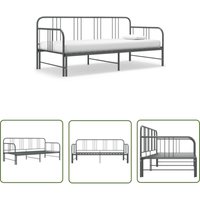 Ausziehsofa Bettgestell Grau Metall 90x200 cm - Ausziehsofa - Schlafsofa - Gästebett - Wohnzimmermöbel - Metallbettgestell - The Living Store von THE LIVING STORE